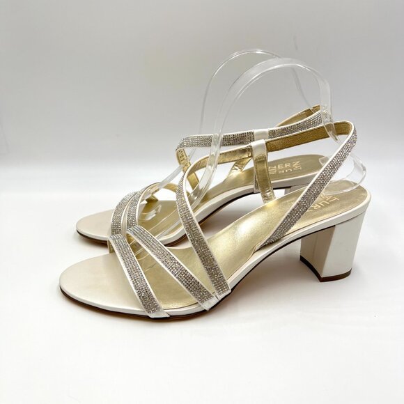Naturalizer Womens Size 10‎ Vannessa 2 White Sparkly Dress Sandals Heels Shoes - Picture 6 of 14